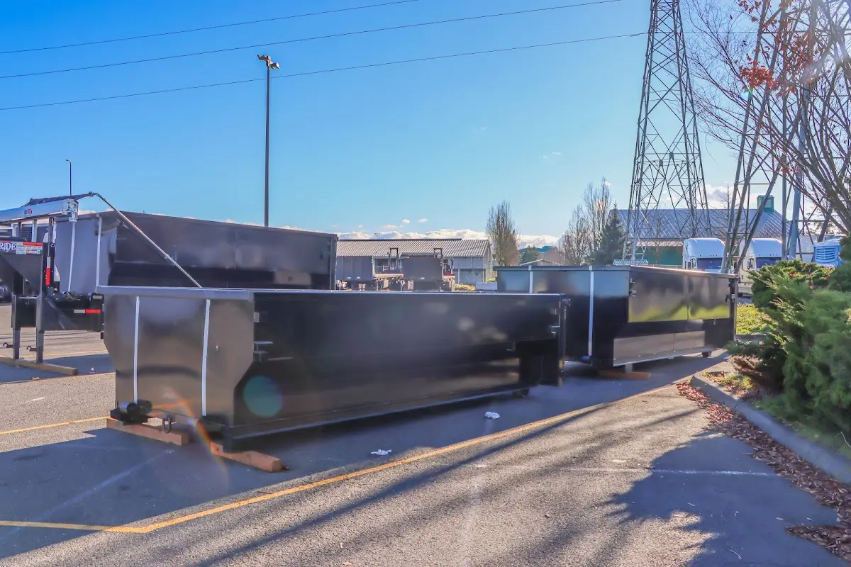 Roll-off dumpster ready for waste disposal at job site for 8 Yard Dumpster Rental in Thomaston